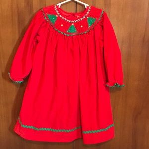 Girls smocked Christmas dress